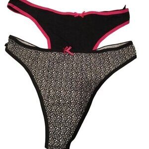 Anucci Thongs Lot of 2 Pair Black/Pink/Gray Animal Print UK 14-16 NWOT